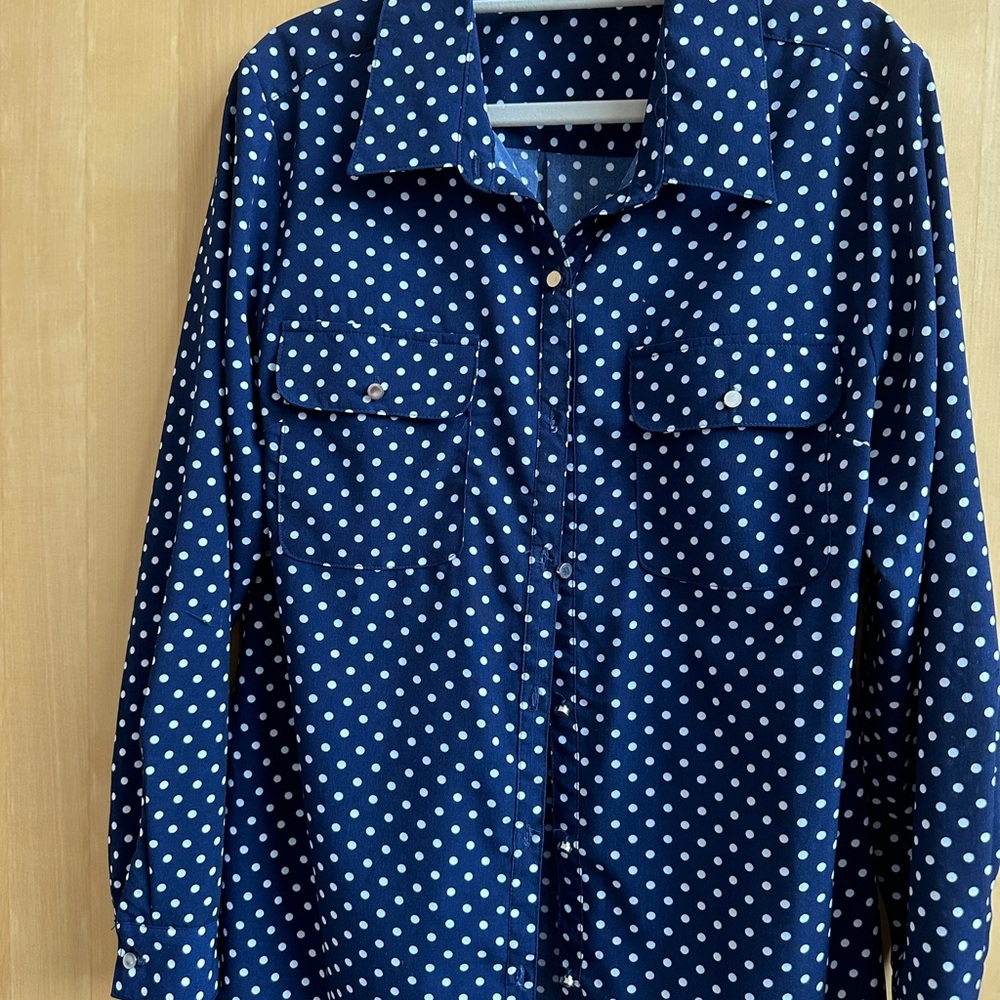 Notations Navy Polka Dot Blouse